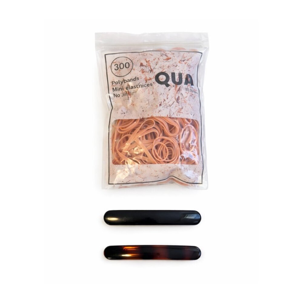 Set of Brown Hair Barrett Clips & Open Bag of Tiny Hair Elastics